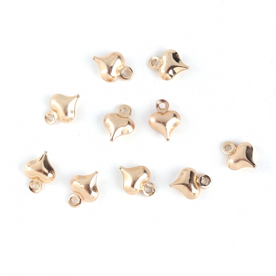 Bild von Messing Charms Herz Vergoldet 9mm x 6mm, 100 Stück