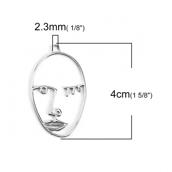 Picture of Zinc Based Alloy Pendants Face Silver Tone Mask 40mm(1 5/8") x 25mm(1"), 5 PCs