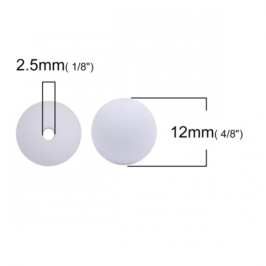 Imagen de Espaciador Silicona Masticable / Dentición Cuentas Bola Blanco Aprox 12mm Dia, Agujero: Aprox 2.5mm, 10 Unidades