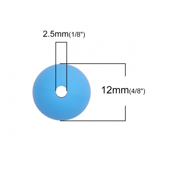 Imagen de Espaciador Silicona Masticable / Dentición Cuentas Bola Azul Aprox 12mm Dia, Agujero: Aprox 2.5mm, 10 Unidades