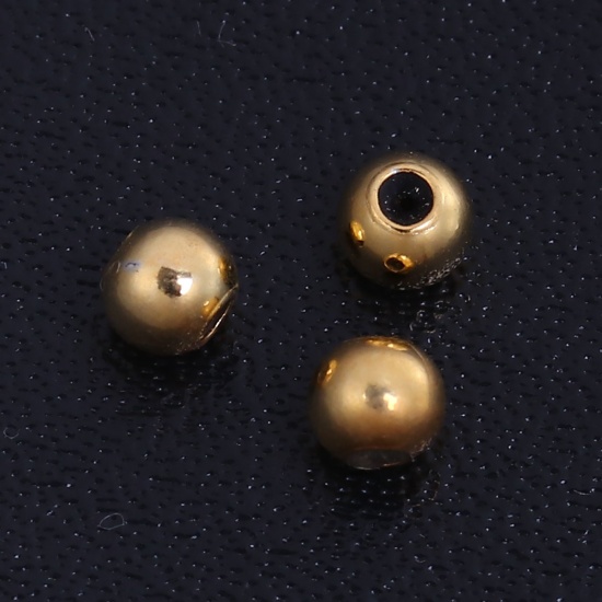 スターリングシルバー つぶし玉（かしめ玉） 円形 金メッキ 4mm x 3mm 、 5 個 の画像