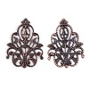 Picture of Iron Based Alloy Filigree Stamping Embellishments Flower Vine Antique Copper 35mm(1 3/8") x 26mm(1"), 100 PCs