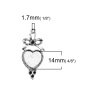 Picture of Zinc Based Alloy Pendants Heart Antique Silver Bowknot Carved Cabochon Settings (Fits 14mmx13mm) (Can Hold ss10 ss8 Pointed Back Rhinestone) 40mm x 18mm, 30 PCs