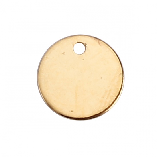 Picture of Brass Charms Round Gold Plated Blank Stamping Tags 7mm( 2/8") Dia, 30 PCs                                                                                                                                                                                     