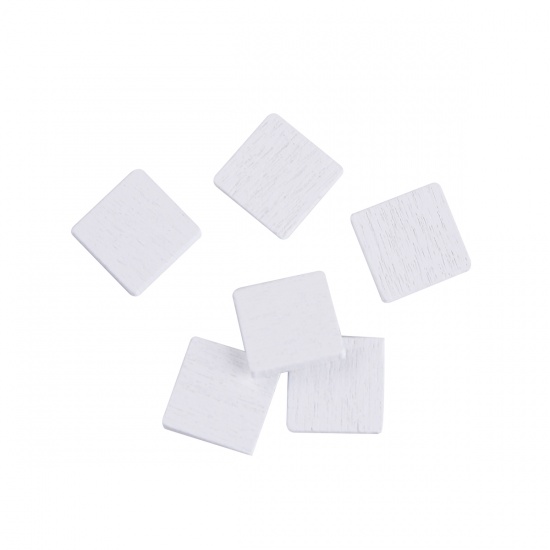 Immagine di Legno Cabochon per Abbellimento Quadrato Bianco 10mm x 10mm , 200 Pz