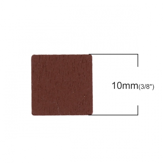 Picture of Wood Embellishments Scrapbooking Square Brown 10mm( 3/8") x 10mm( 3/8"), 200 PCs