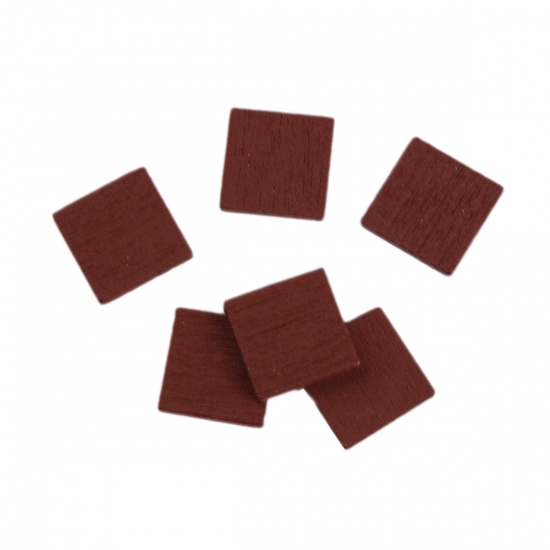 Picture of Wood Embellishments Scrapbooking Square Brown 10mm( 3/8") x 10mm( 3/8"), 200 PCs