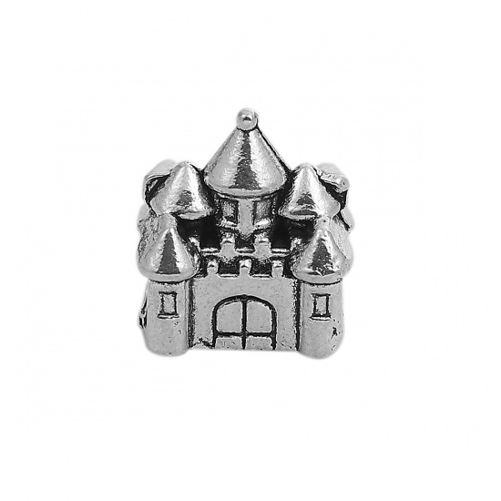 Picture of Zinc Based Alloy Spacer Beads House Antique Silver 12mm x 11mm, Hole: Approx 4.5mm, 30 PCs