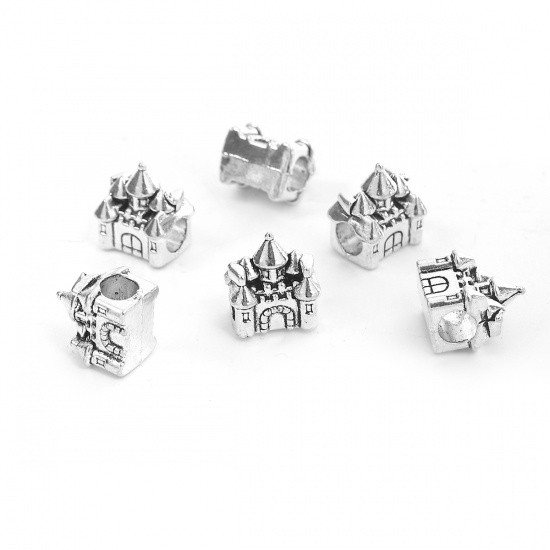 Picture of Zinc Based Alloy Spacer Beads House Antique Silver 12mm x 11mm, Hole: Approx 4.5mm, 30 PCs