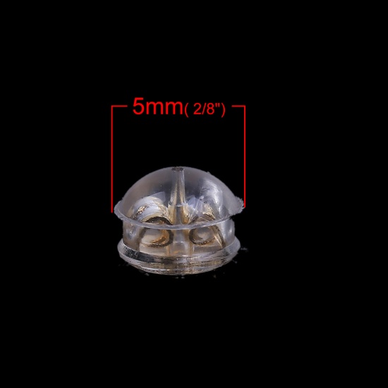 Image de Embout de Boucles d'Oreilles en Silicone&Cuivre Forme Rond Transparent Doré, 5mm x 4mm, 20 Pcs