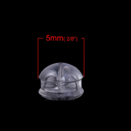 Image de Embout de Boucles d'Oreilles en Silicone&Cuivre Forme Rond Transparent Argent Mat, 5mm x 4mm, 20 Pcs