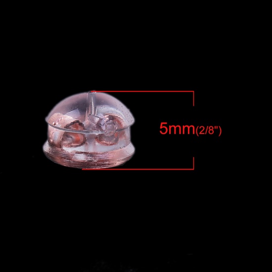 Image de Embout de Boucles d'Oreilles en Silicone&Cuivre Forme Rond Transparent Or Rose, 5mm x 4mm, 20 Pcs