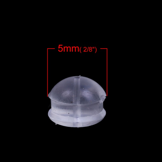 Picture of Silicone Ear Nuts Post Stopper Earring Findings Round Transparent Clear 5mm x 4mm, 100 PCs