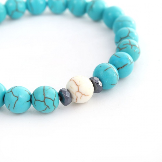 Picture of Stone Distance Bracelets White Green Blue Round 20cm(7 7/8") long, 1 Piece