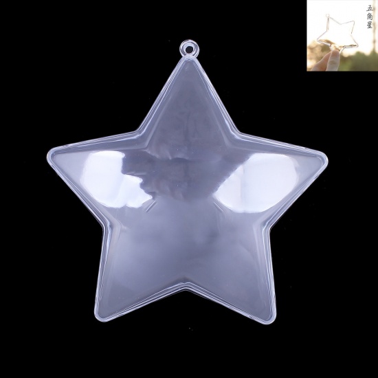 Immagine di Plastica Natale Decorazioni Palla Stella a Cinque Punte Trasparente 80mm x 76mm, 2 Pz