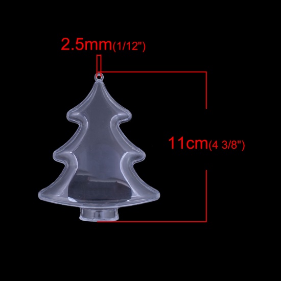 Picture of Plastic Christmas Fillable Ball Home Decoration Christmas Tree Transparent Clear 11cm(4 3/8") x 9cm(3 4/8"), 2 PCs
