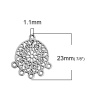 亜鉛合金 シャンデリア　コネクターパーツ 円形 銀古美 花柄 23mm x 21mm、 30 個 の画像