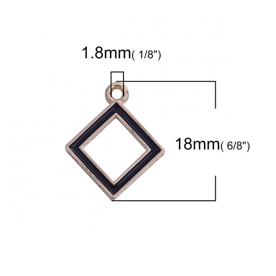 Immagine di Lega di Zinco Charms Geometrica Oro Placcato Nero Rombo Smalto 18mm x 15mm , 20 Pz