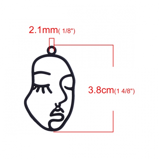 亜鉛合金 ペンダント 颜 黒 マスク 38mmx 22mm、 5 個 の画像