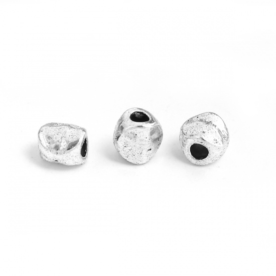 Picture of Zinc Based Alloy Spacer Beads Round Antique Silver Color 5mm x 5mm, Hole: Approx 1.8mm, 200 PCs