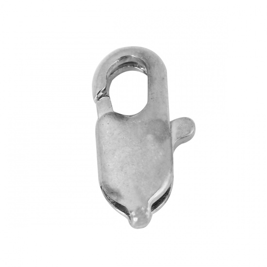 Picture of Zinc Based Alloy Lobster Clasp Findings Silver Tone 12mm x 6mm, 30 PCs