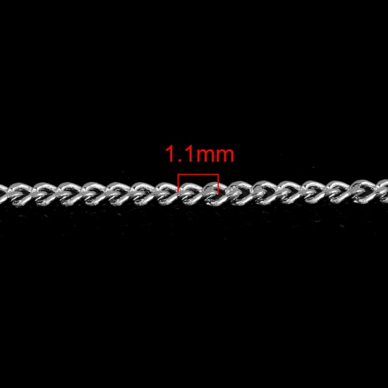 Image de Chaîne Maille Cheval en Argent Pur Colliers Argent 41cm long, Taille de Chaîne: 1.1mm , 1 Pièce