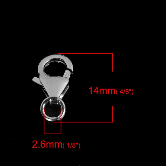 Imagen de Plata de Ley Corchete de la Langosta Plata 14mm x 7mm, 2 Gramos (Approx 3 PCs)