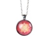 Изображение Новая Мода Стеклянные Буддийская Мандала Ожерелья Серебряный Тон Красный Круглые 62см длина , 2 ШТ