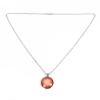 Изображение Новая Мода Стеклянные Буддийская Мандала Ожерелья Серебряный Тон Красный Круглые 62см длина , 2 ШТ