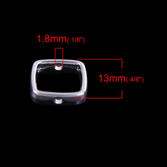 Picture of Zinc Based Alloy Beads Frames Square Silver Tone (Fits 8mm Beads) 13mm x 13mm, 10 PCs