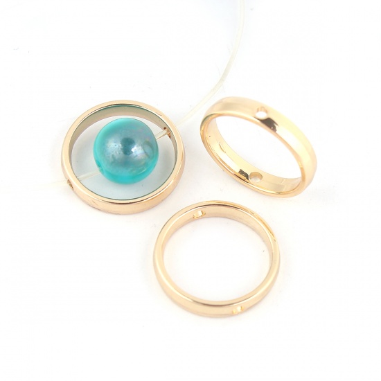 Image de Cadres de Perles en Alliage de Zinc Forme Annulaire, Doré, (Perle Convenable: 14mm) Diamètre: 18mm, 10 Pcs