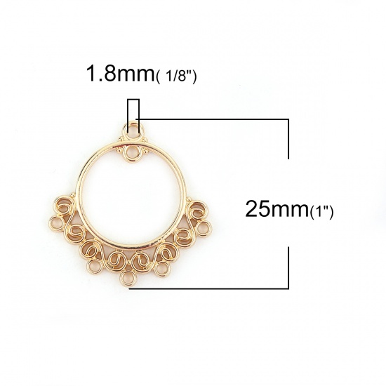 Picture of Zinc Based Alloy Chandelier Connectors Circle Ring Gold Plated Filigree 25mm x 24mm, 10 PCs