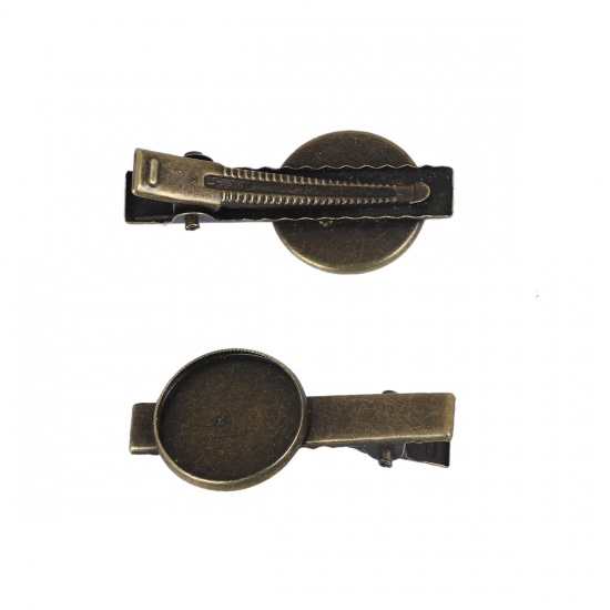 Immagine di Lega di Ferro Forcina Tondo Bronzo Antico Basi per Cabochon (Adatto 18mm) 41mm x 20mm, 20 Pz