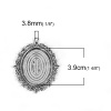 Immagine di Lega di Zinco Charm Ciondoli Ovale Argento Antico Basi per Cabochon (Adatto 3.9cm x 2.9cm) 62mm x 48mm, 5 Pz