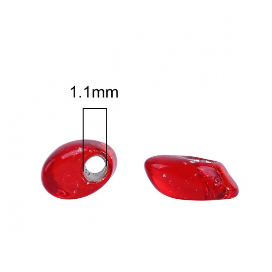 （日本輸入） ガラス ロングマガ玉ビーズ 赤 シルバーライン 8mm x 4mm - 7.5mm x4mm、 穴: 約 1.3mm、 10 グラム (約 8 個/グラム) の画像