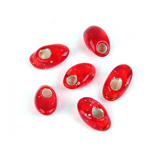 Immagine di (Japan Importazione) Vetro Perline di Semi con Sezione Lunga Rosso Silver Lined Per 8mm x 4mm- 7.5mm x4mm, Foro: Circa 1.3mm, 10 Grammi (Circa 8Pz/Grammo)