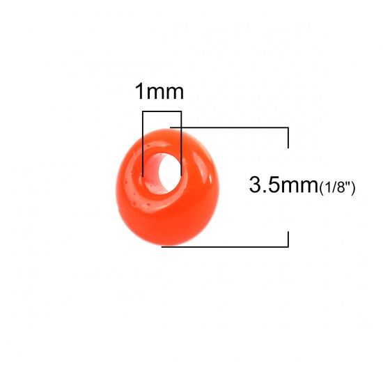 Bild von 3mm (Japan Import) Glas Kurz Magatama Rocailles Perlen Orangerot Opak Gefärbt ca. 3.5mm x 3.5mm, Loch:ca. 1mm, 10 Gramm (ca. 29 Stück/Gramm)