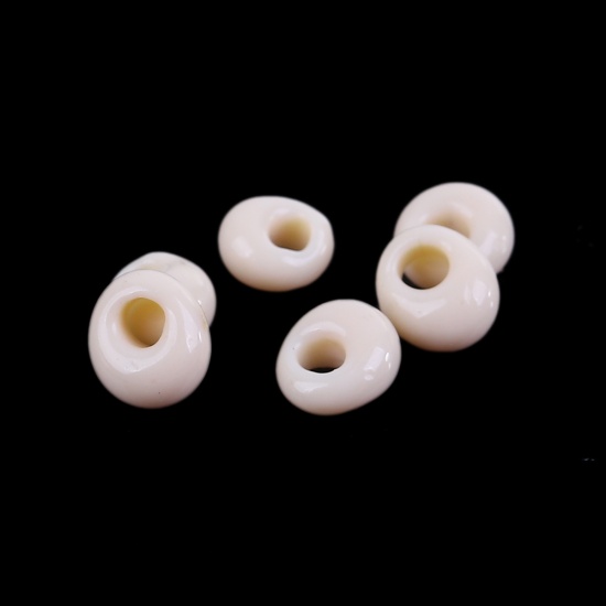 Immagine di 5mm (Japan Importazione) Vetro Perline di Semi con Sezione Corta Bianco Sporco Tinto Per 6mm x 5.5mm, Foro: Circa 1.7mm, 10 Grammi (Circa 7Pz/Grammo)