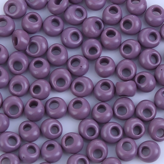 Picture of 5mm (Japan Import) Glass Short Magatama Seed Beads Mauve Opaque Dyed About 6mm x 5.5mm, Hole: Approx 1.7mm, 10 Grams (Approx 7 PCs/Gram)