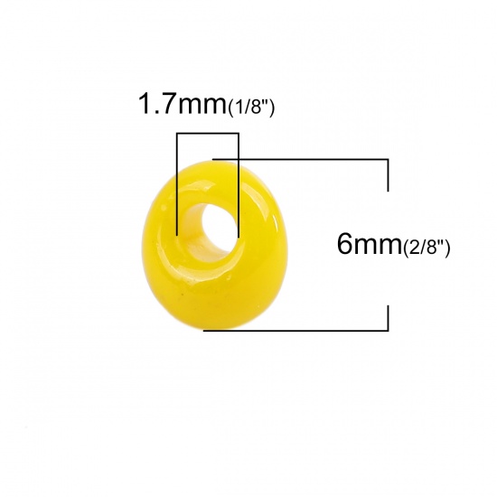 Bild von 5mm (Japan Import) Glas Kurz Magatama Rocailles Perlen Gelb Opak Gefärbt ca. 6mm x 5.5mm, Loch:ca. 1.7mm, 10 Gramm (ca. 7 Stück/Gramm)