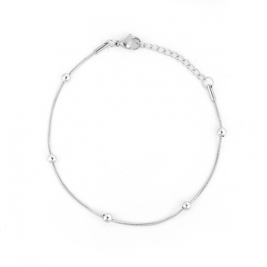 Picture of 304 Stainless Steel Bracelets Silver Tone Round 19.3cm(7 5/8") long, 1 Piece