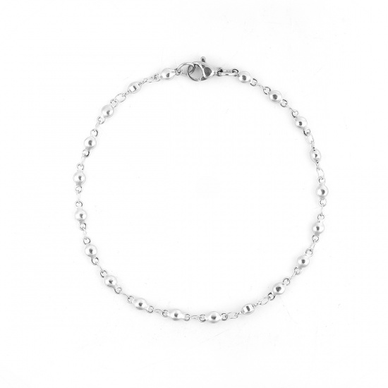 Picture of 304 Stainless Steel Bracelets Silver Tone Round 20.8cm(8 2/8") long, 1 Piece