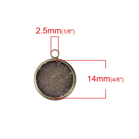 Immagine di Ottone Charm Charms Tondo Bronzo Antico Basi per Cabochon (Adatto 14mm) 20mm x 16mm, 20 Pz                                                                                                                                                                    