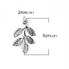 Picture of Iron Based Alloy Pendants Leaf Silver Tone 50mm(2") x 31mm(1 2/8"), 50 PCs
