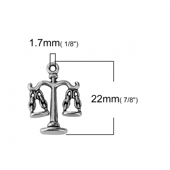 Picture of Zinc Based Alloy Charms Balance Antique Silver 22mm( 7/8") x 16mm( 5/8"), 30 PCs