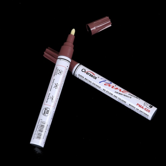 Picture of Hand Painted Plastic Marker Pen Coffee 14.2cm(5 5/8"), 3 PCs