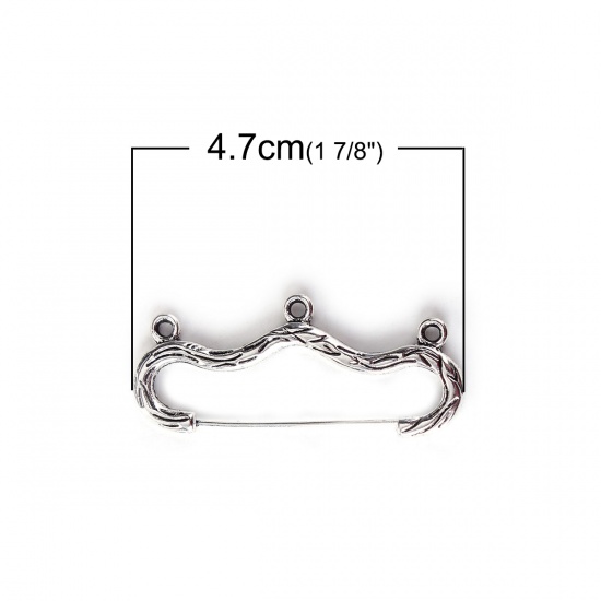 Picture of Zinc Based Alloy Pin Brooches Findings Bow And Arrow Antique Silver W/ Loop 47mm(1 7/8") x 20mm( 6/8"), 10 PCs