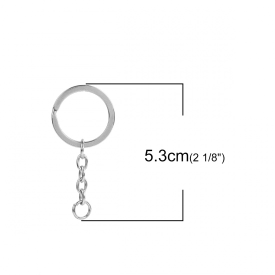 Bild von Edelstahl Schlüsselkette & Schlüsselring Ring Silberfarbe 53mm x 25mm, 1 Stück