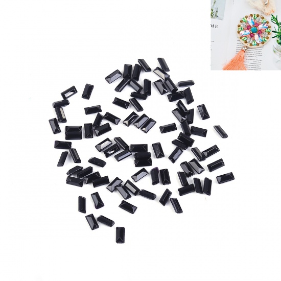 Picture of Acrylic Pointed Back Rhinestones Rectangle Black Faceted 4mm( 1/8") x 2mm( 1/8") , 1000 PCs