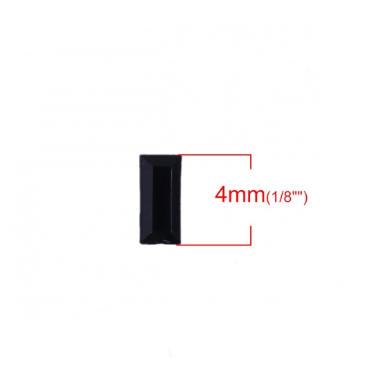 Image de Strass Dos en Pointe Acrylique Rectangle Noir A Facettes Longueur: 4mm, Largeur: 2mm, 1000 Pcs